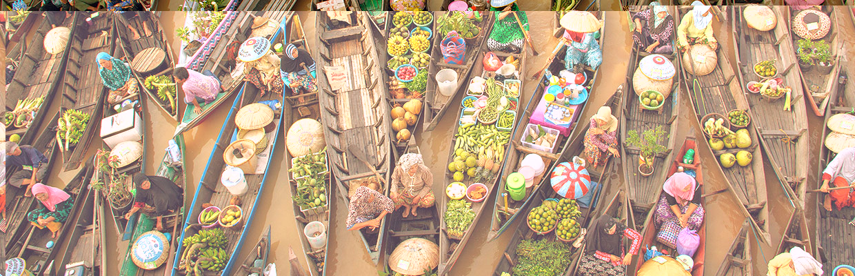 high angle view of floating-market